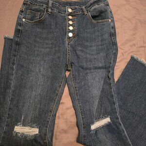 Button up flare Jeans Womens large